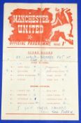 1949/50 Manchester United reserves v Liverpool reserves single sheet programme 5 September 1949;