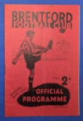 1946/47 1st home match after WW2 Brentford v Huddersfield Town Div. 1 7 September 1946, slight