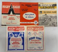 1966 GB in Australia Rugby League Programmes (5): 1st and 2nd tests at Sydney and Brisbane, plus