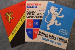 1966 British and I Lions Rugby Programmes (3): v Otago, Wellington and NZ Universities. Exc