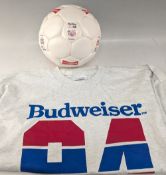 1994 USA World Cup Budweiser Football and T Shirt, an unused football and t Shirt size XL G+