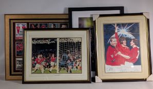 4x Manchester United & Barcelona Football Prints, a seventh heaven print, goal that won the treble