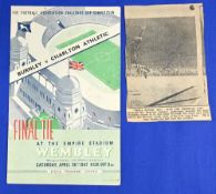 1947 FAC Final match programme Burnley v Charlton Athletic at Wembley; comes with a newspaper