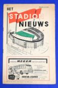 1958/59 Feyenoord v Manchester United end of season friendly match programme, Stadium issue; spine