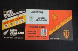 1977 British and I Lions in NZ Rugby Programmes (3): v NZ 1st Test at Wellington, v Taranaki and v N