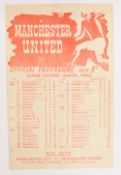 1945/46 Manchester United v Manchester City league match programme 6 April 1946; single sheet,
