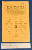 1943-43 Wolves v Walsall 26/2/44 at Molineux ground Cup Qualifying round comes with signed slip from