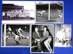 Selection of b&w photographs generally 1958 with Bobby Charlton and Mum celebrating his 21st
