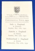 1952 England international team Continental Tour to Europe player inventory belonging to Jackie