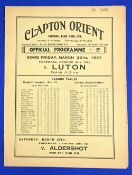 Pre-War 1936/1937 Clapton Orient v Luton Town Div. 3 (South) match programme 26 March 1937, 4