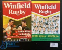 1998 and 1999 S Africa v Australia Test Rugby Programmes (2): VG Compact, detailed colourful Cape