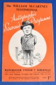 1948 Hibernian v Manchester United testimonial match for the McCartney fund programme 22 September