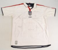 2004-05 England Umbro multi signed Football shirt, short sleeve size - no COA, requires some