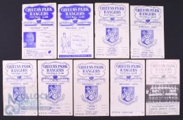 Shrewsbury Town away match programmes v Queens Park Rangers 1952/53 (FAC), 1952/53, 1953/54 (FAC),