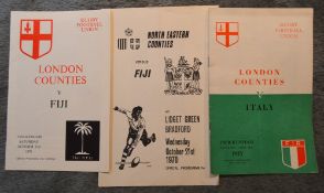1955 and 1970 Italy and Fiji in England Rugby Programmes (3): Issues for London Counties v Italy