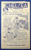1946/47 1st match after WW2 Chelsea v Bolton Wanderers Div. 1 31 August 1946, fold out type,