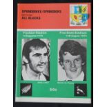 1976 in SA, S Africa v NZ 2nd Test Rugby Programme: At Bloemfontein, Leslie and Du Plessis cover