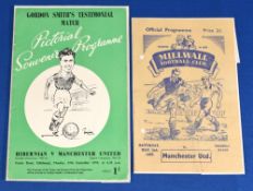 1952/53 Manchester United friendly match aways Hibernian 15 September 1952, Millwall 2nd May 1953 (