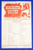 1949/50 Manchester United reserves v Stoke City reserves single sheet 21 January 1950; slight