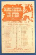 1945/46 Manchester United v Everton league programme single sheet 6 October 1945; slight crease,