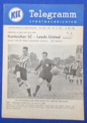 1959 Karlsruher SC v Leeds United friendly match programme 30 May 1959, number on front o/wise good.