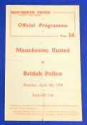1958/59 Manchester United v British Police friendly challenge match at Old Trafford 6 April 1959,