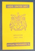 1955/56 Leeds United v Manchester United friendly match programme 28 January 1956, fixture with a