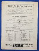 1946 West Bromwich Albion Reserves v Bolton Wanders Reserves 12th January 1946 single sheet