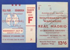 1966 World Cup 1/8 Final Match Ticket West Germany v Argentina 16 July 1966 at Villa Park; plus 1957