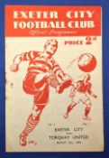 1946/477 1st match after WW2 Exeter City v Torquay Utd. Div. 3 (South) 31 August 1946; fair/good. (