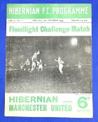 1954/55 Hibernian v Manchester United friendly match programme 15 November 1954; fair/good. (1)