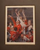 1986 Ltd Ed Rugby Art Eng v Wales Action Painting, ‘The Lineout’: No. 58/250 of this well-known