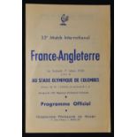 1958 France v England Rugby Programme: Towards the end of the French Fifties Flimsies, but a very