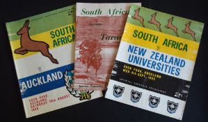 1965 S Africa in NZ Rugby Programmes (3): v Taranaki, NZ Univs and Auckland on the 65 tour. VG