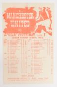 1945/46 Manchester United v Bury single sheet match programme 2nd March 1946; team changes, score(