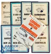 1948-85 Barbarians Rugby Programmes (8): v Australia 1948 (poor) and 1967; v S Africa 1961 (their