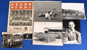 Collection of b&w photographs to include Preston NE v Manchester United February 1952 (minute