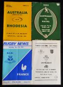 1963-72 Australians at Home and Away Rugby Programmes (4): Scarce at Rhodesia and Natal 1963, at