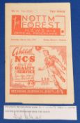 1943-43 Notts Forest v Walsall 25/3/44 at Forest ground comes with signed slip from former owner