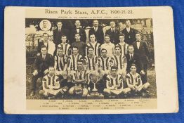 Football Black & White Postcard 1920-21-22 Risca Park Stars with Players names there on with