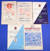 1953 England Rugby programmes (5): Nice quintet, at Wales and Ireland and home v France and