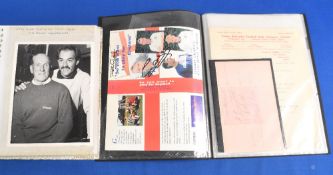 Two Crewe Alexandra photo albums containing signed photographs, letters, tickets, programmes and