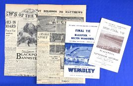 1953 FAC final match programme Blackpool v Bolton Wanderers “The Matthews Final” 2 May 1953 fair/