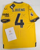 2023-24 Wolverhampton Wanderers FC Home Pro Santiago Bueno Signed Replica Football Shirt, short