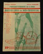 1968 British and I Lions v Western Transvaal Rugby Programme: Larger format, splendid 40pp effort