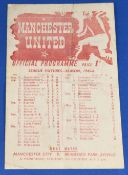 1945/46 Manchester United v Burnley league programme 1st December 1945, single sheet; team changes