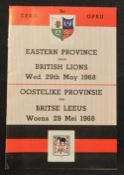 1968 British and I Lions v Eastern Province Rugby Programme: Crisp, clean colourful covers, plus 8pp