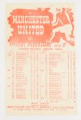 1945/46 Manchester United v Stoke City league match (last one) single sheet 4 May 1946; team