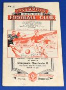 1952/53 Liverpool v Manchester United Div. 1 match programme 13 December 1952, Bill Foulkes debut