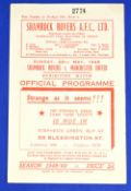 1949 Exhibition match programme Shamrock Rovers v Manchester United at Dublin 29 May 1949, 4 page